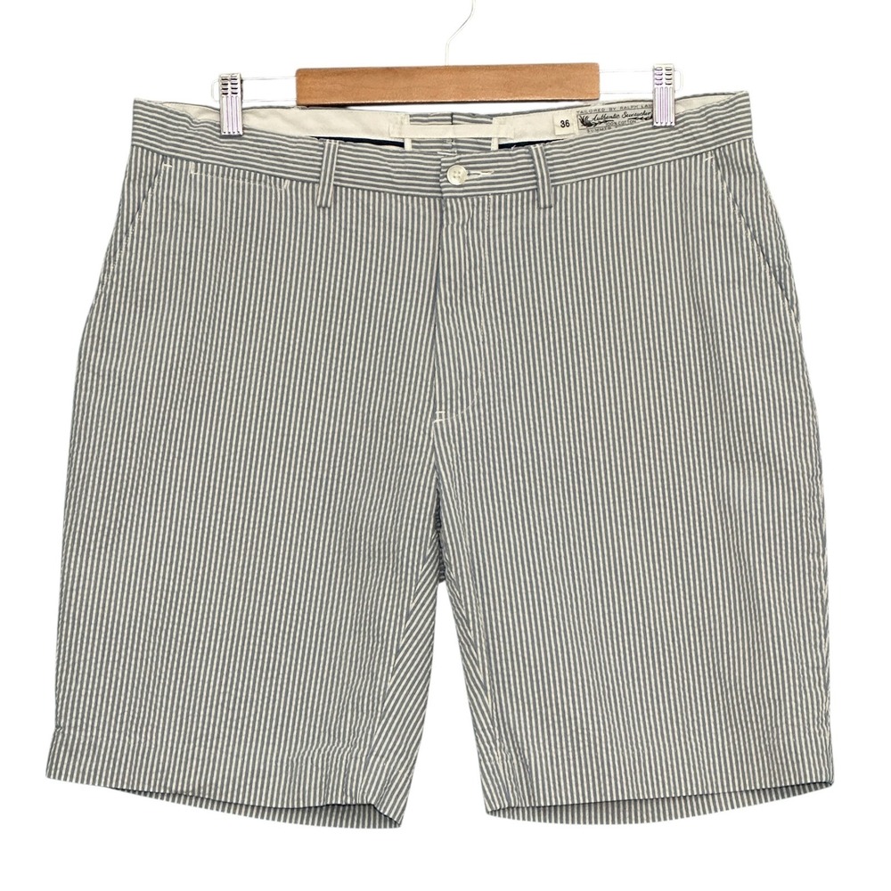 Polo Ralph Lauren Mens Shorts 36 Blue Seersucker Striped Bermida Classic Prep
